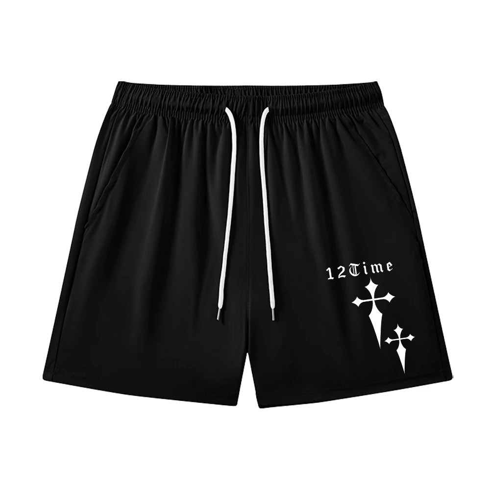 

Men's Cross Print Double Layer Beach Shorts Summer Casual Fashion 2 In 1 Swim Trunks Beach Shorts With Inner Phone Pocket