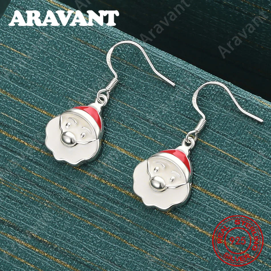 

925 Sterling Silver Santa Claus Earrings, Exquisite And Cute Wedding Party Jewelry For Women