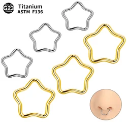1/5pcs Titanium Star Hoop Earring Septum Piercing Clicker Segment Nose Ring Daith Conch Helix Rook Ear Piercings Women Jewelry