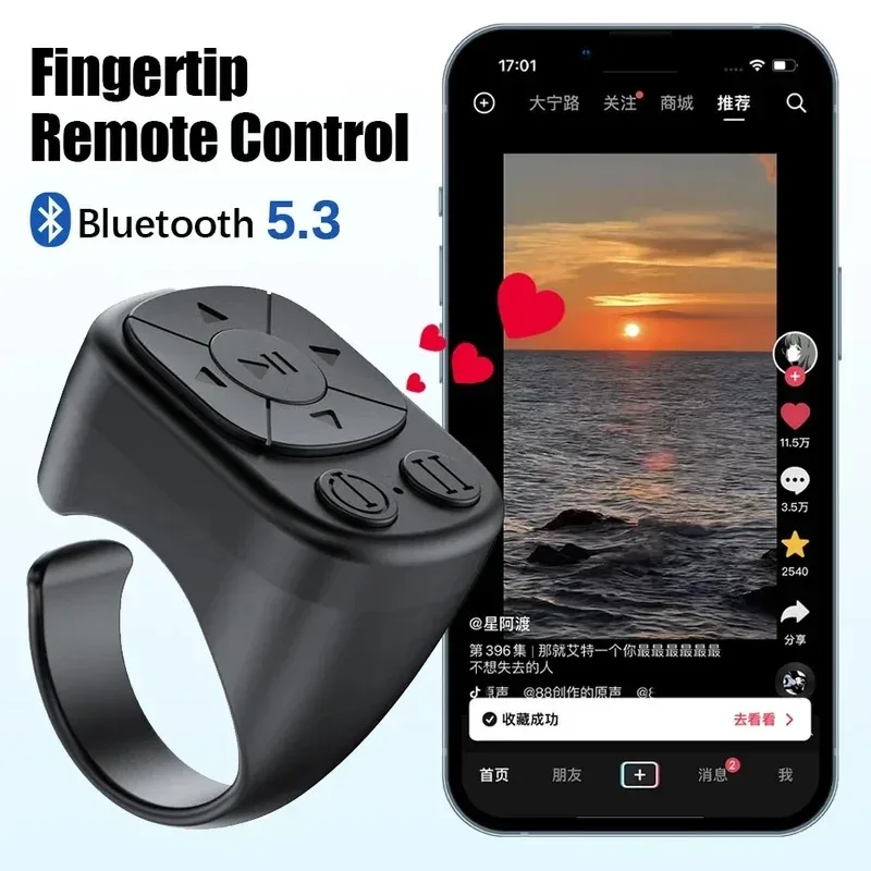 

Auto Clicker Remote Control Page Turner Automatic Continuous Click Device Wireless Selfie Button Scrolling Button Ring Fingertip