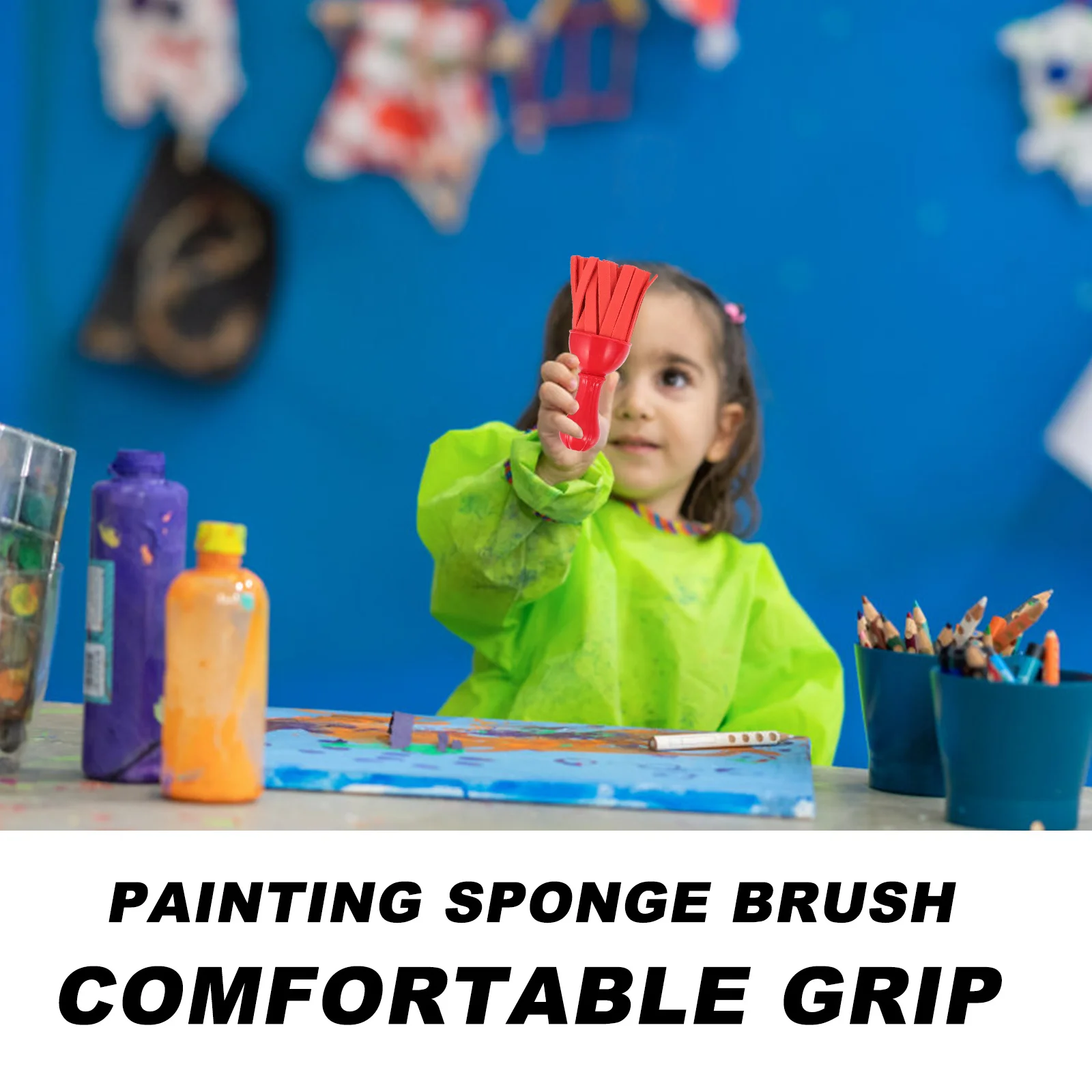 

4pcs Sponge Painting Brushes For Durable Lightweight Art Crafts Tools Coloring Drawing Diy Kits Preschool Safe Washable