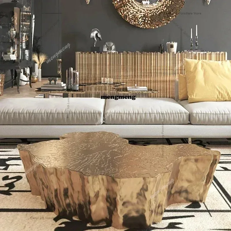 Italian Luxury Coffee Tables Stainless Steel Villa Design gold Coffee Tables Living Room Center Home Furniture Stolik Kawowy