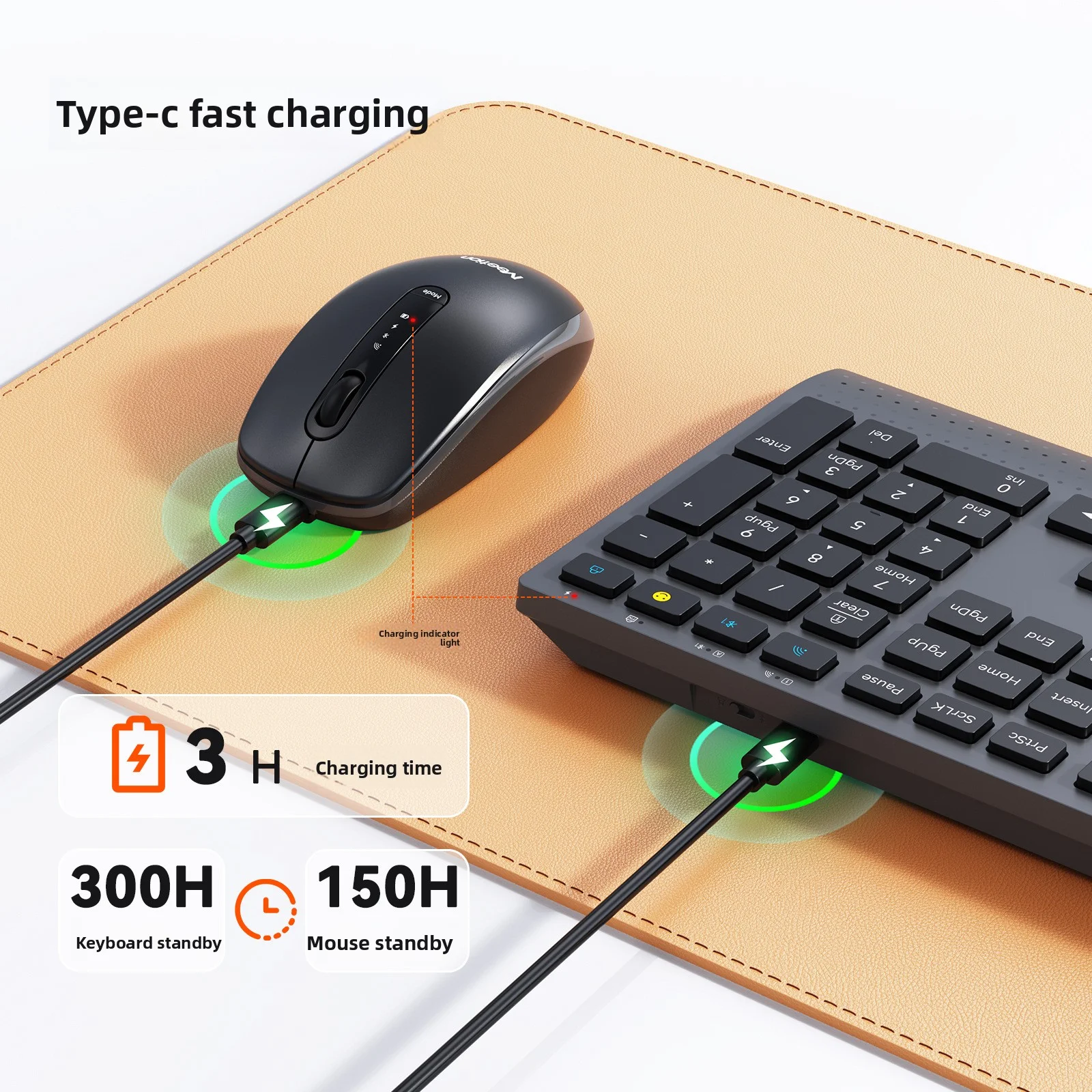 

2.4G Bluetooth Dual-mode Wireless Keyboard Mouse Combo Full-Size Rechargeable Keyboard Mouse Set for Windows PC Gamer Office