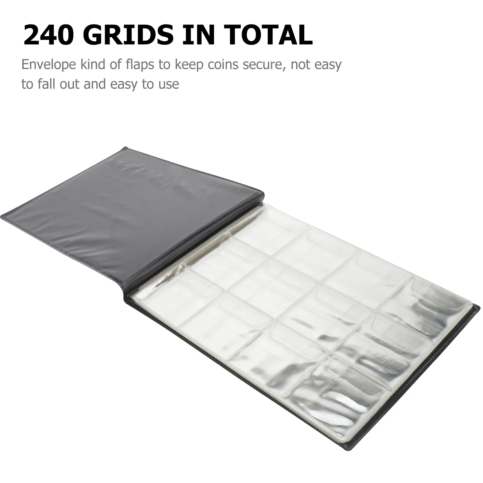 240 ألبوم جمع العملات المعدنية جيوب سوداء شفافة سهلة الحمل تخزين عرض العملات المعدنية قبعات الرموز ميداليات شارات هدية فريدة من نوعها