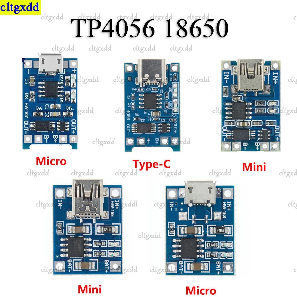 1Pcs Micro Type C Usb 5V 1A 18650 TP4056 Lithium Batterij Oplader Module Opladen Board Met Bescherming Dual functie 1A Lithium