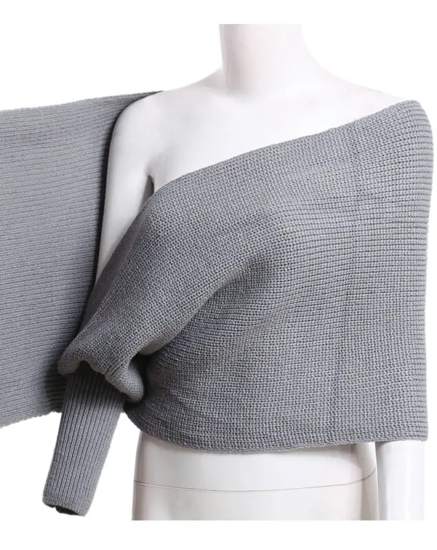 New Women Off The Shoulder Crop Knit Sweater Women Winter Warm Shawl Sweater Tops Cardigan Wool Scarf with Sleeve Wrap Scarves