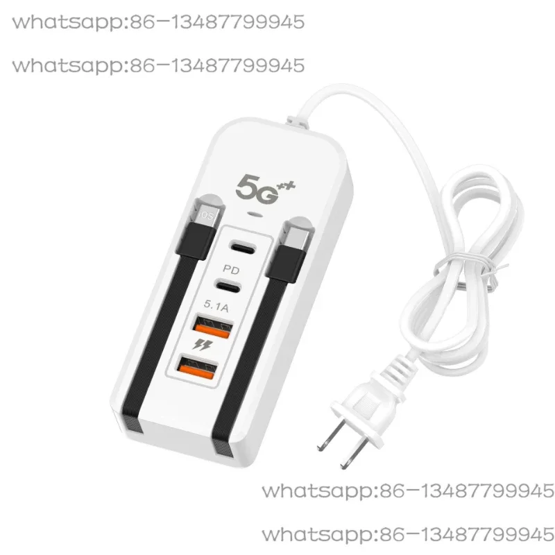 New mobile phone multi-port USB plug-in charger PD fast charging is suitable for Android dual-wire socket 6-in-1