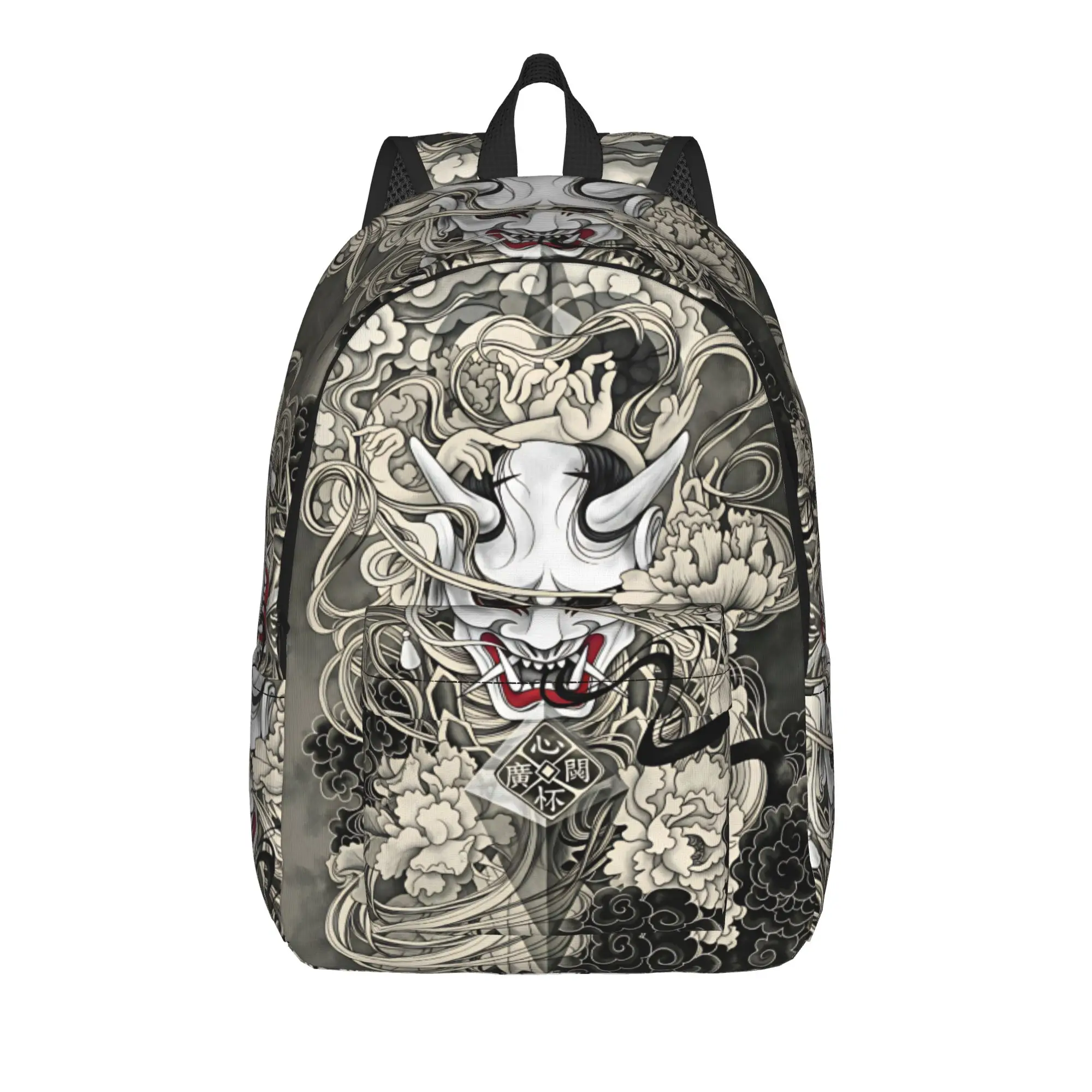 Japanese Demon Tattoo Design Backpack  University Backpacks Student Modern High School Bags Custom Print Rucksack