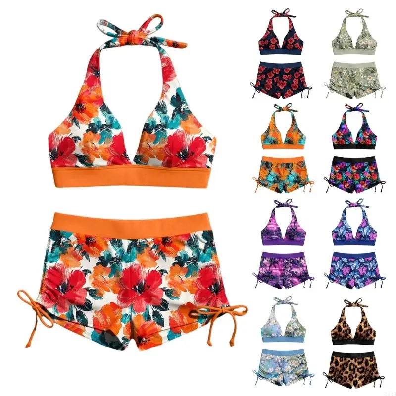 Colorful Bathing Suit Two Piece Breathable Women Swim Shorts Separate Design Polyester Texture Suitable for Swimming 24BD