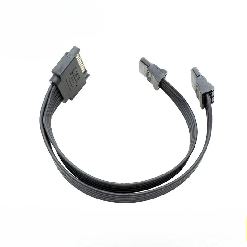 SATA 15‑Pin Male to 2 Female Y‑Splitter Extension Power Cable for SSD HDD