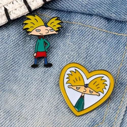 Fun Anime Arnold Brooches Pins Cartoon Cool Boy Enamel Pin TV Show Collection Badges Clothes Lapel Jewelry Gift for Friends Kids