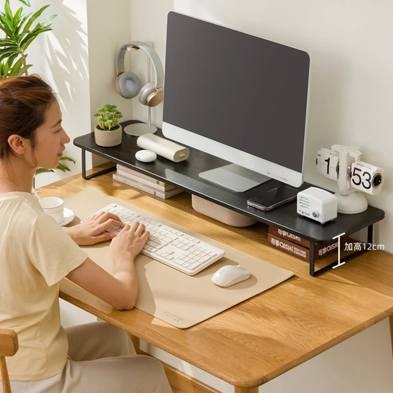 Elevated Desk Display Stand for Monitor Screen Desktop Computer Shelf Bamboo Ergonomic Monitor Stand Dormitory Table Organizer