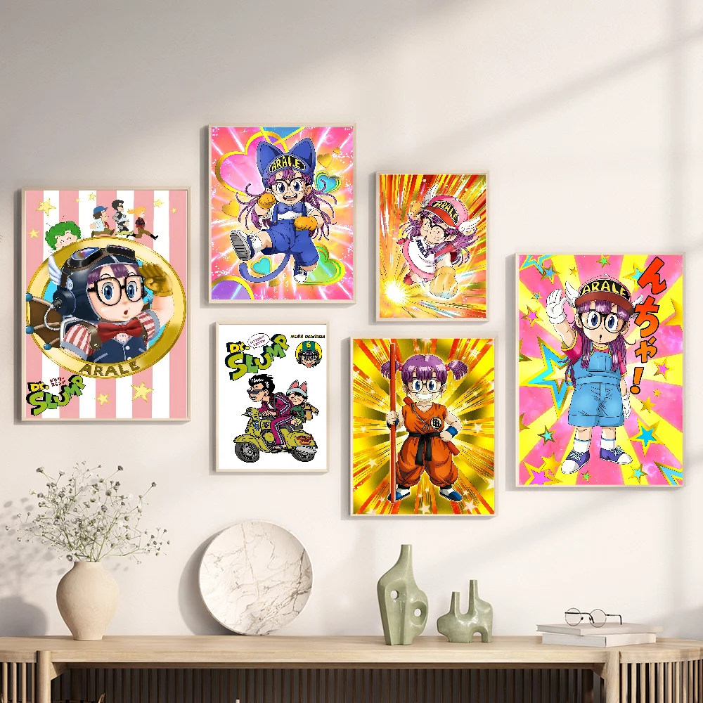 Dr Slump Arale Anime Posters Sticky Waterproof Paper Sticker Coffee House Bar Kawaii Room Decor