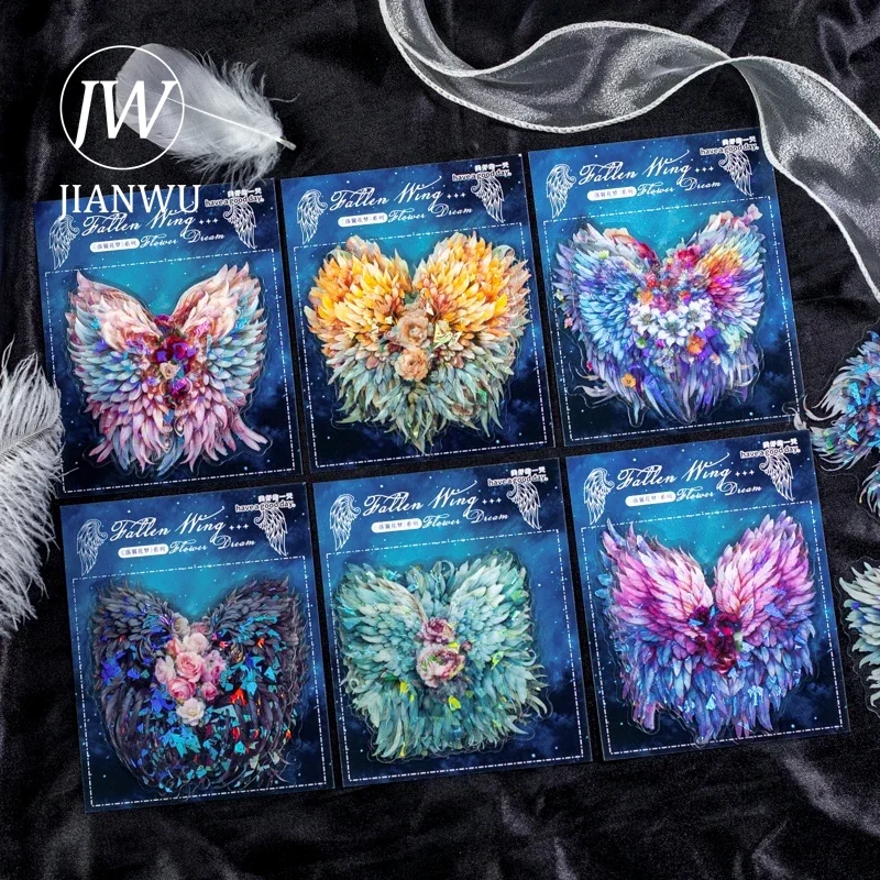 JIAANWU 10 Sheets Falling Wing Flower Dream Series Vintage Decor PET Sticker Creative DIY Journal Collage Stationery