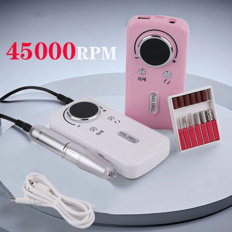 45000RPM Professional Electric Nail Drill Manicure Machine With Pause Mode Electric Nail File Sander For Acrylic Gel Nails Tools