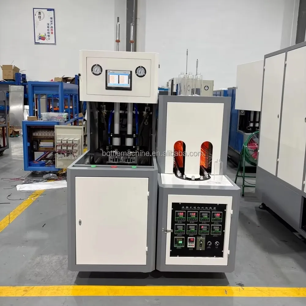 High Speed 2-Cavity Semi-Automatic PET Bottle Blowing Machine Plastic Mineral Water Bottle Making Equipment