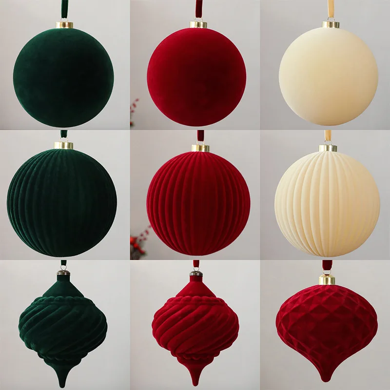 10/12/15CM 2PCS Flocking Christmas Balls Decoration Large Size Xmas Decorative Hanging Ornaments Christmas Spheres Pendant 2026