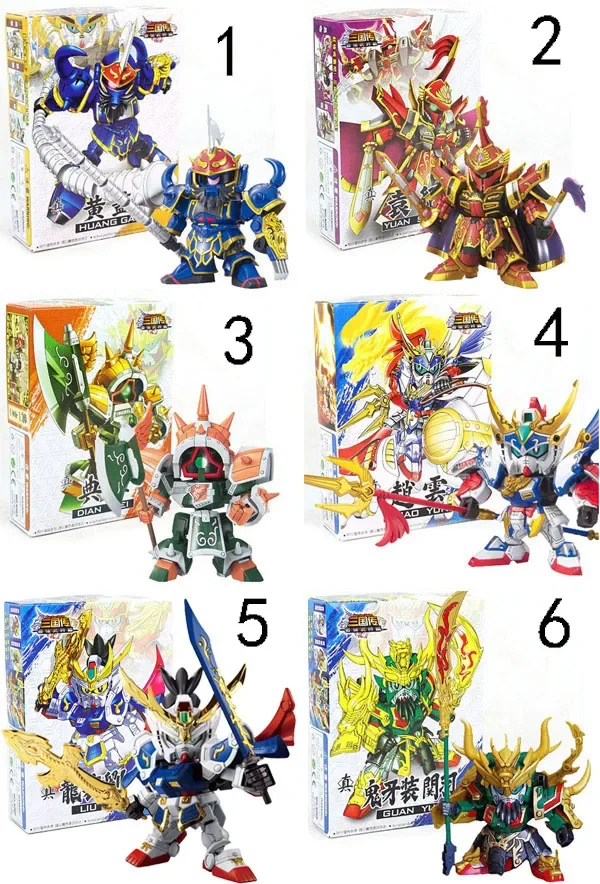 10cm Plastic Anime Action Figures SD/BB The Three Kingdoms Sousou Teni Ryofu Koumei Kanu Chouun Model Toys Puzzle Robot