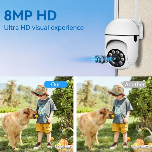 Imagen 2 del producto Cámara CCTV IP Wifi de 8MP, 2,4G, vigilancia nocturna a Color con seguimiento humanoide, Zoom 4.0X, seguridad para el hogar al aire libre, sin aplicación, alarma de luz