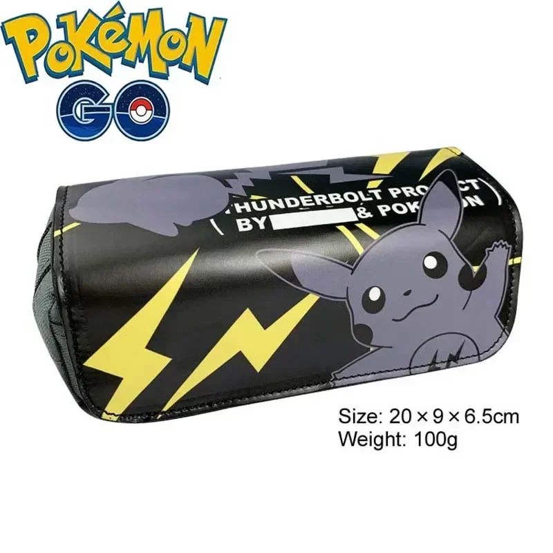 New Pokemon Pencill Case School Cartoon Pikachu Black Pen Bag School Supplies Stationery Schoolbag Birthday Party Kids Gifts