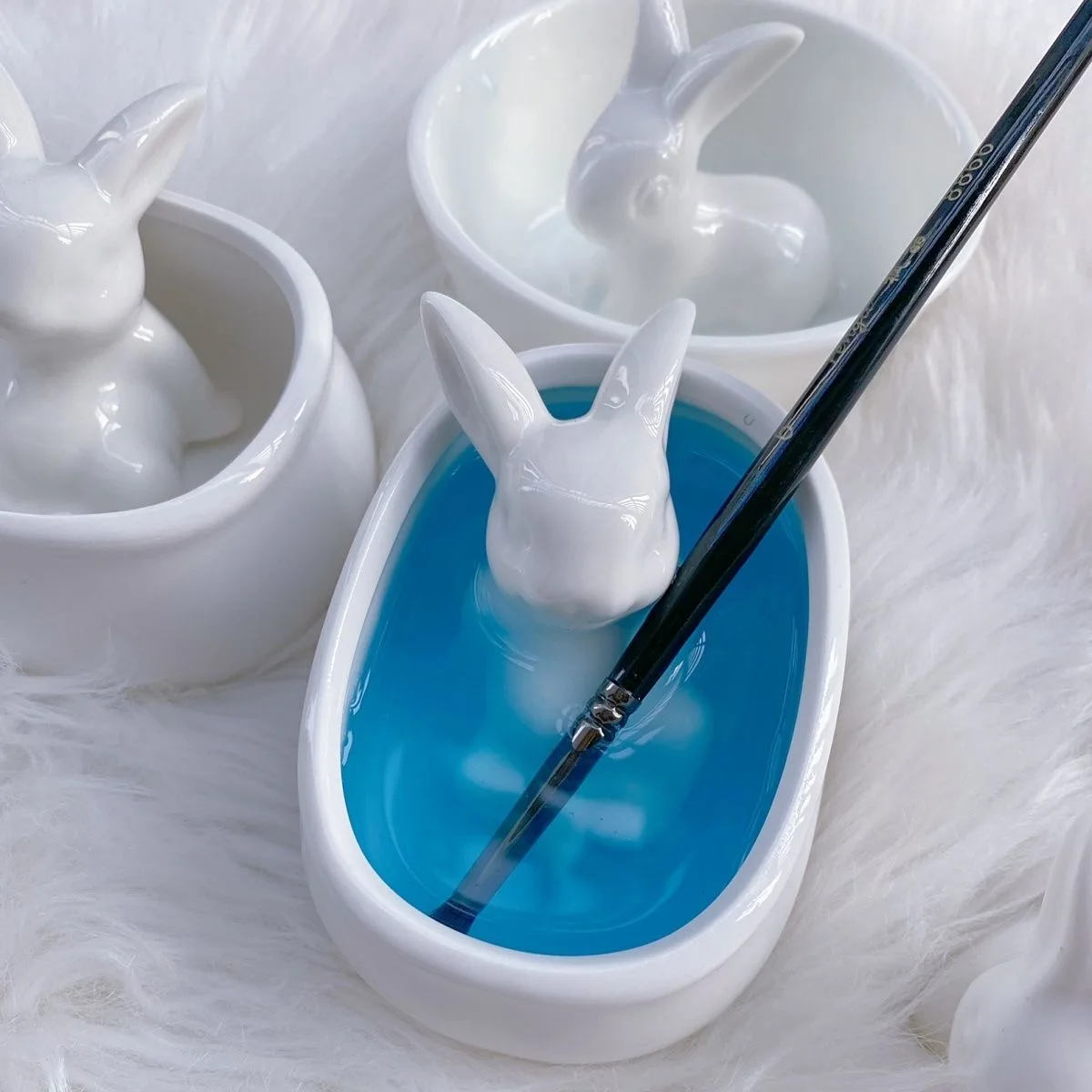 Badewannenförmiger Pinselreiniger Niedliches Stifthalter-Set Chinesische Malerei Aquarell-Pinsel Palette Keramik-Pinselschale – Detail 3