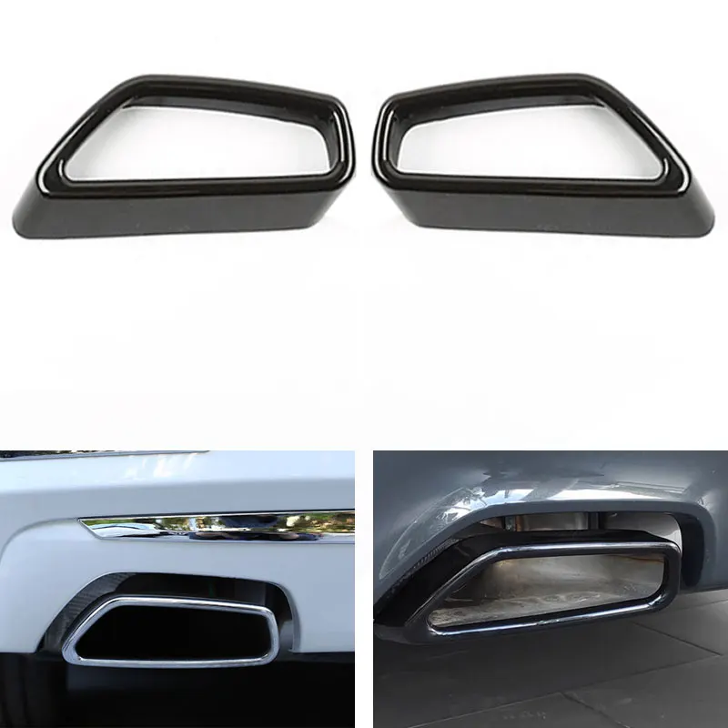 2pcs ABS Glossy Black Car Tail Muffler Exhaust Pipe Output Cover Trim For BMW 5 6 Series GT G30 G38 G32 2018 2019 2020 2021