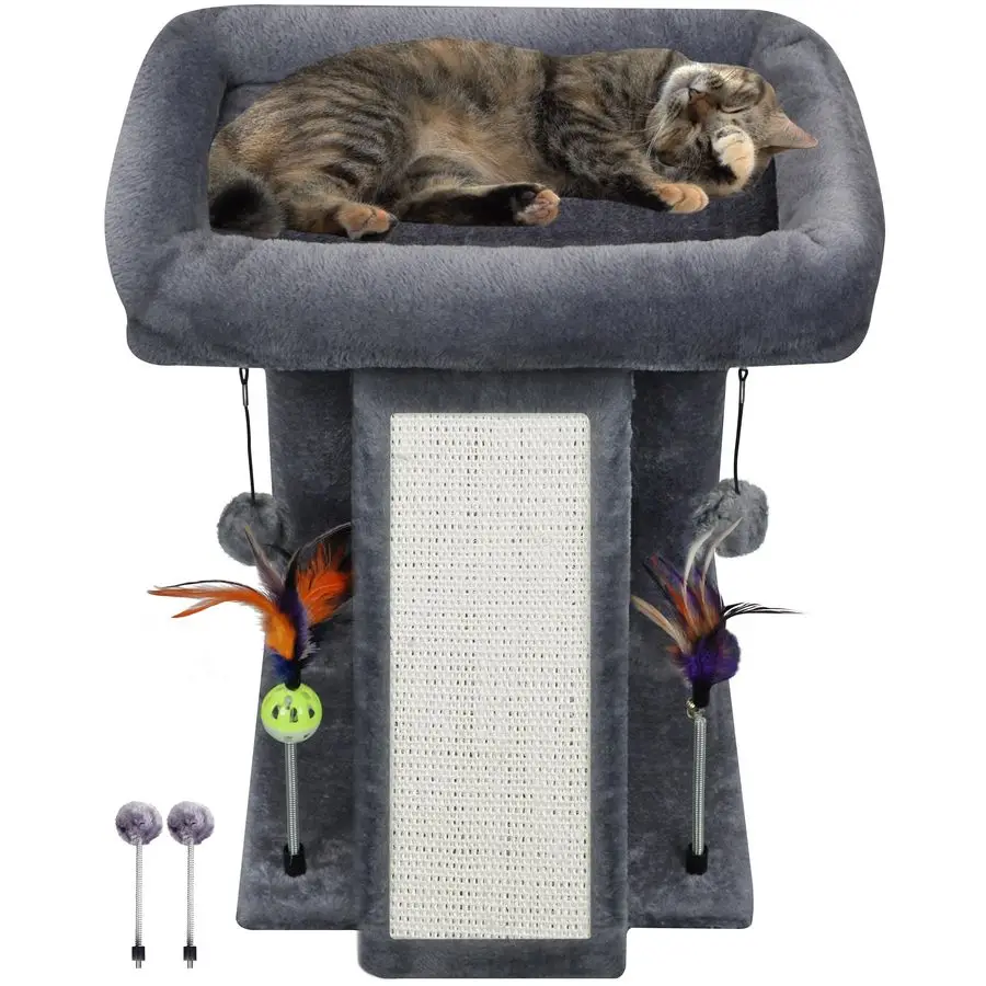 

Cat Tree Tower with Cat Scratching Post for Indoor Cats, Activity Centre Climbing Tree with Scratching Board and Playful Toy Bal