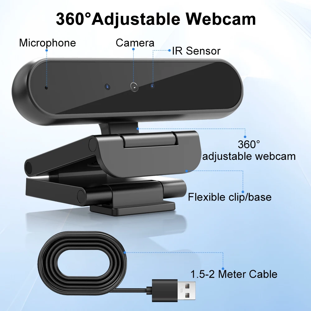 Webcam Full HD 1080P e câmera grande angular para laptop, computador desktop e transmissão ao vivo, videoconferência de chamada