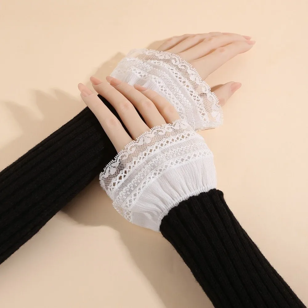 

New Multilayer Ruffle Fake Cuff Detachable Elastic Wrist Cuff Lace Trim False Sleeve Cuffs Women's Clothing Accessories