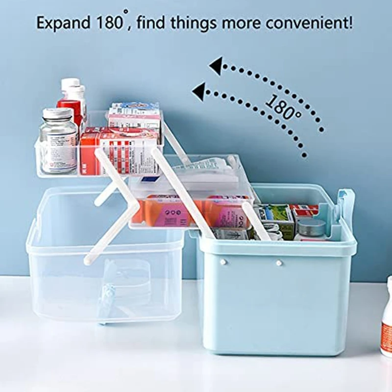 JFBL Hot Plastic Storage Box With 3-Tier Fold Tray,Tool Organizer,Portable Lockable Container