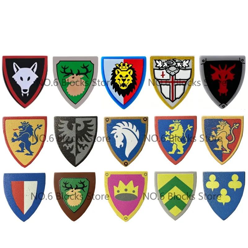 Medieval Military Castle Knight Accessories Building Block Roman Figure Soldier Crusader Viking Shield Armor Eagle Brick Toy S01