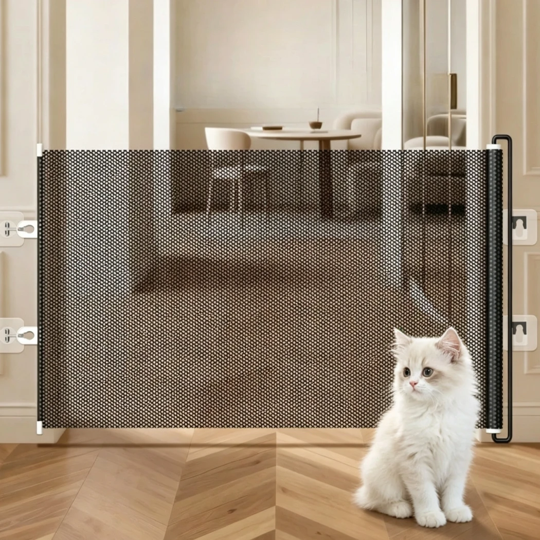 Retractable Cat Pet Gate Anti Jump Isolation Barrier Door Flexible Cat Blocking Board for Household Indoor Pet Home Protection