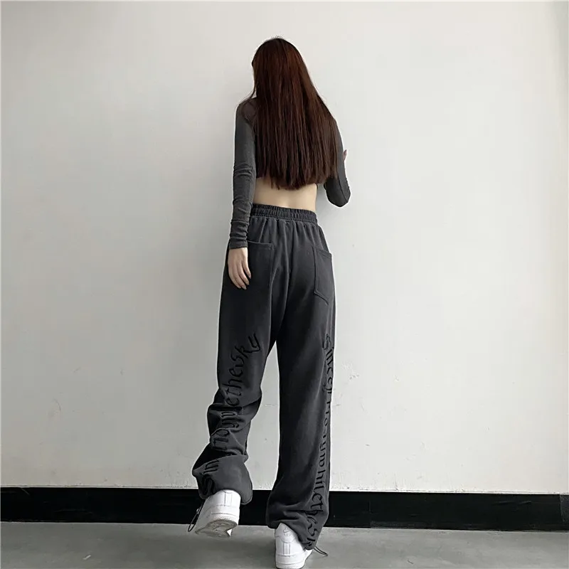 Harajuku Wijde Pijpen Cargo Broek Vrouwen Brief Print Punk Streetwear Y 2K Pantalones Mujer Koreaanse Mode Joggingbroek