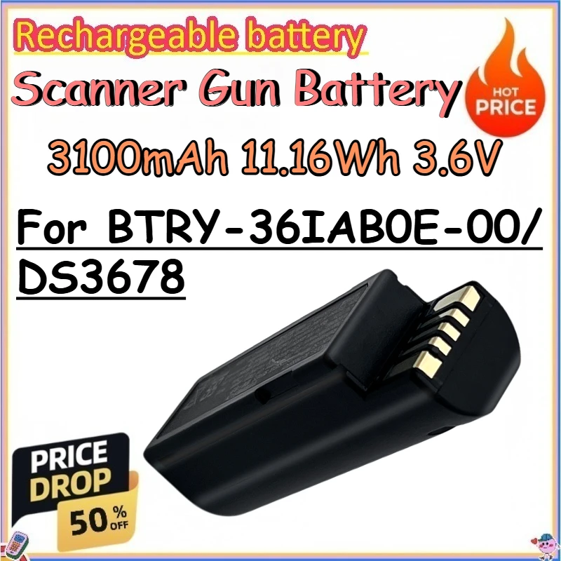 

3100mAh 11.16Wh 3.6V Scanner Gun Battery for BTRY-36IAB0E-00/ DS3678 Replace The Lithium Battery of The Barcode Scanner