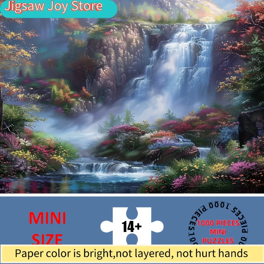 

[Мини-пазл] Мини-пазл для взрослых – Яркие цветы и сцена с ручьем, бумажный материал, 14,96x10,24 дюйма, Ide