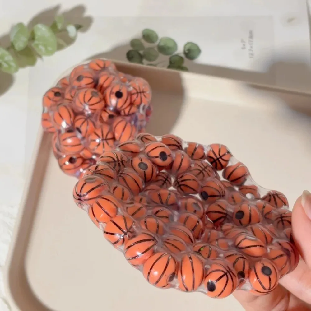 スクイーズバスケットボールビーズストレスボール感覚玩具 大人子供向け不安解消フィジェットトイ スクイーズボール ADHD自閉症集中力向上用