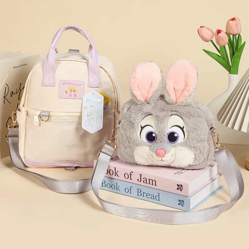 Disney New Zootopia Judy Hopps Nick Wilde Stuffed Animal Backpack Spacious Crossbody Bag For Kids Adults