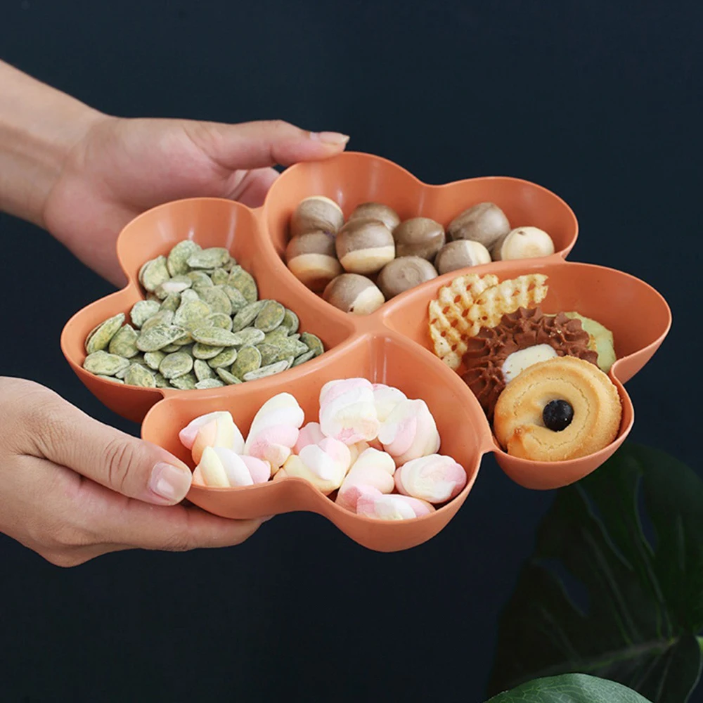 وجبة خفيفة طبق للوجبات الخفيفة يشعر بشكل مريح جميل شكل القمح القش أواني المطبخ أربع أوراق البرسيم لوحة أطباق فاكهه #6