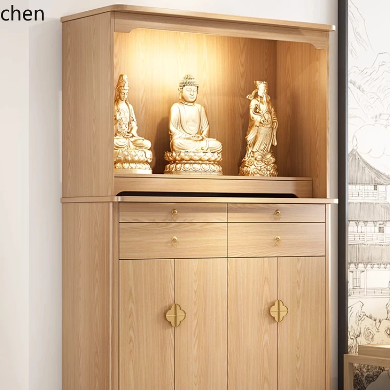 HT solid wood shrine offering incense table for home use modern shrine new Chinese vertical cabinet