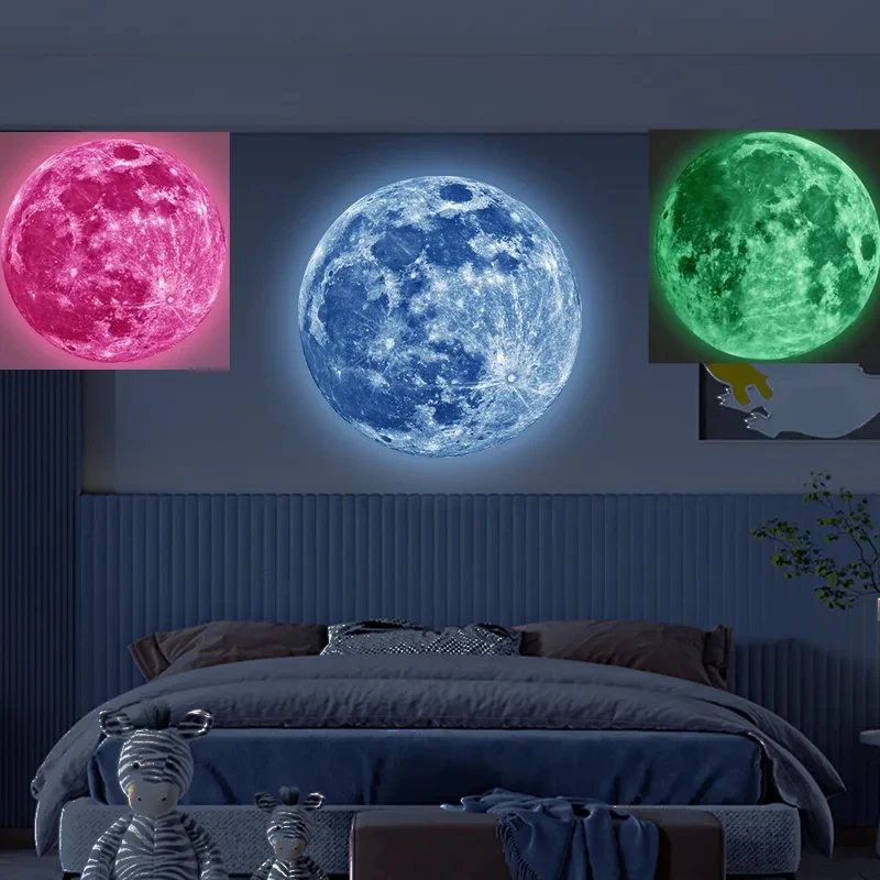 1/2/3pcs 3D Luminous Moon Wall Sticker Glow In The Dark Fluorescent Sticker PVC Home Kids Room Decals Wall Decor Wallpaper