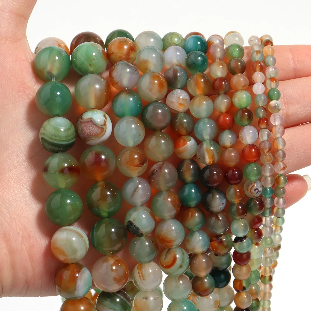 1 Strand Peacock Agate Stone Beads Round Natural Stone Loose Beads DIY Jewelry Necklace Bracelet Key Chain Accessories Wholesale