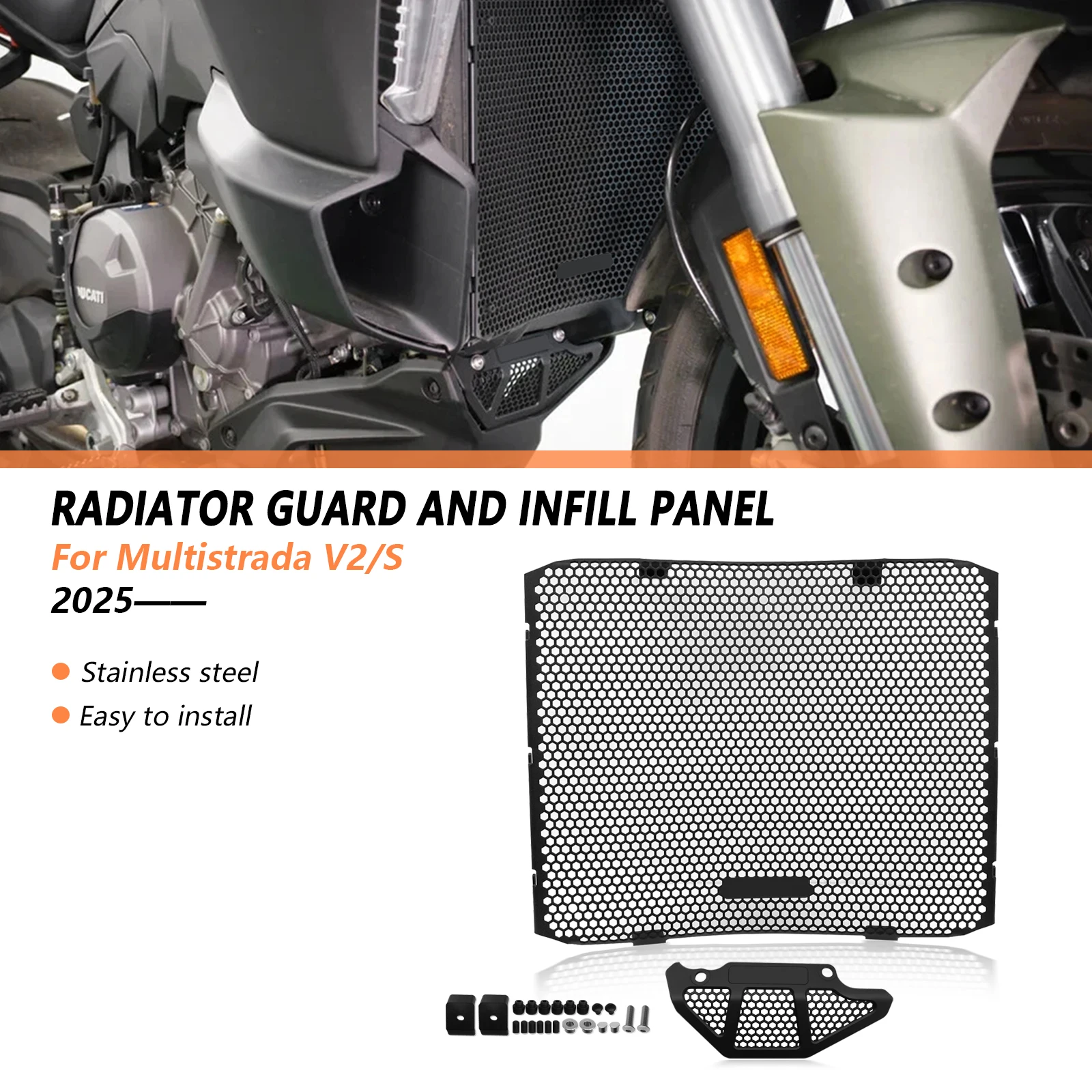 

NEW Motorcycle Accessories Radiator Grille Guard Cover Fuel Tank Protection Grill Chassis guard For Multistrada V2/S 2025-