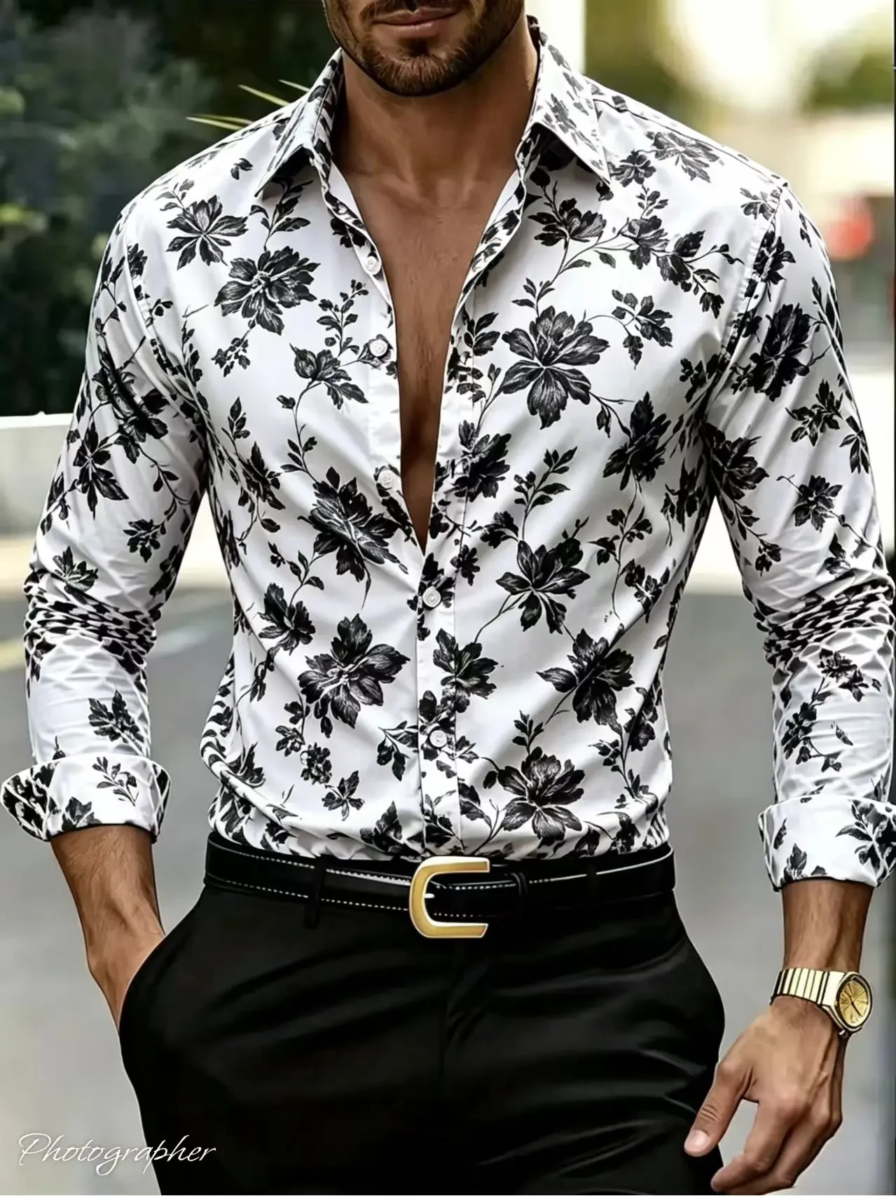 Hot Sale Premium Men's Slim Fit Long Sleeved Printed Shirt For 2026 Comfortable Fashionable Business Leisure Office Daily Life