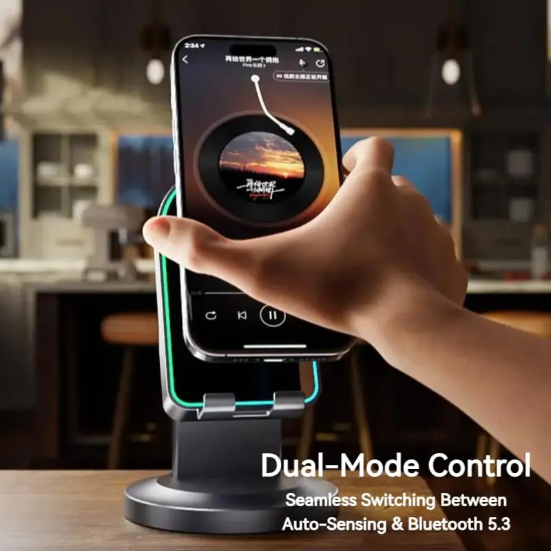 

Индукционный динамик 3 в 1, подставка для телефона и планшета, домашний умный беспроводной Bluetooth-динамик, держатель для планшета, настольная подставка со светодиодом RGB