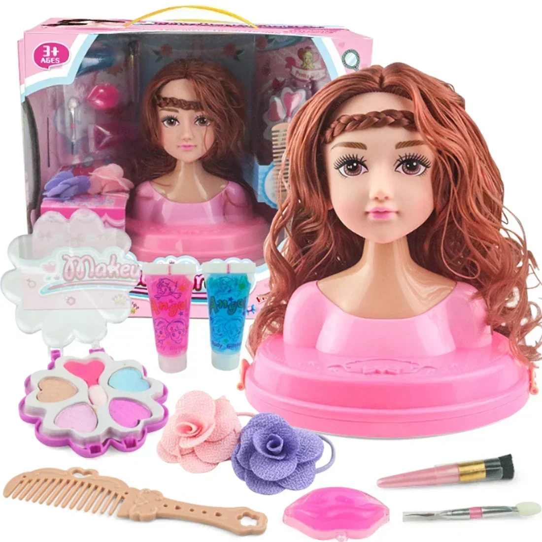 Lustige Kommode Kopf Modell Halbkörper Puppe Simulation Friseur Make-up Künstler Make-up Frisur Schönheit Spielzeug Kinder Mädchen Geschenk Rollenspiel