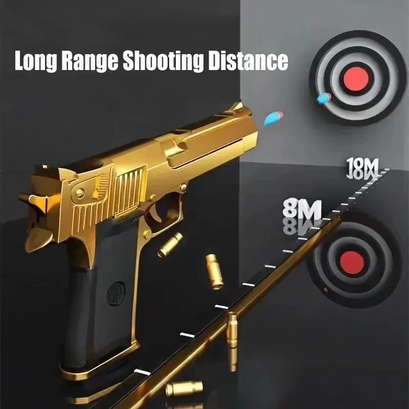 Toy Gun Outdoor Game Golden Desert Eagle Shooter Pistol Stress Relieving Toy Gun Air Hanging USP Continuous Soft Bullet Launcher