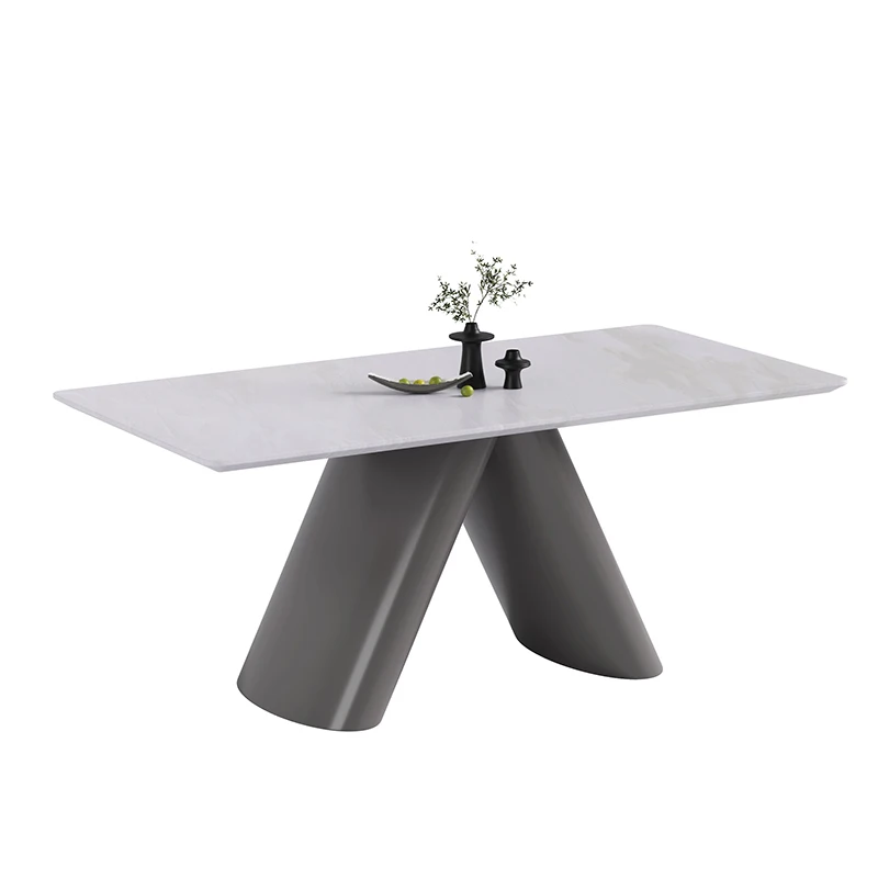 # Minimalist Modern European Style Square Dining Table Set Marble Stainless Steel Home Furniture 6 Seater