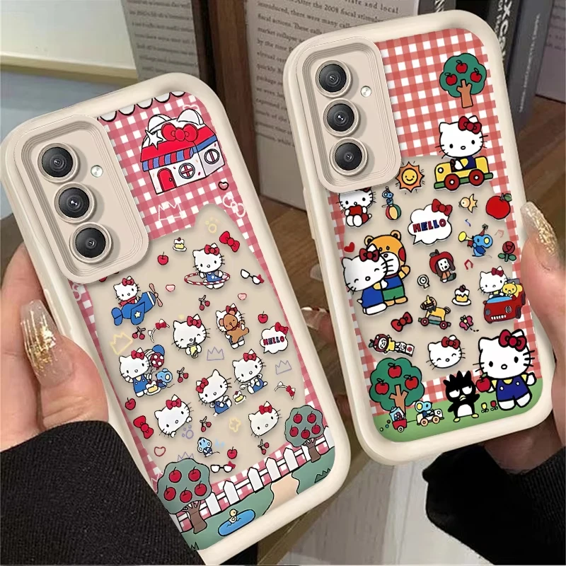 Casing Ponsel Kartun Hello Kitty Lucu untuk Samsung Galaxy A14 A15 5G S21 S22 S23 S24 S25 FE Plus Ultra A25 A35 A52 A53 A54 A55 5G