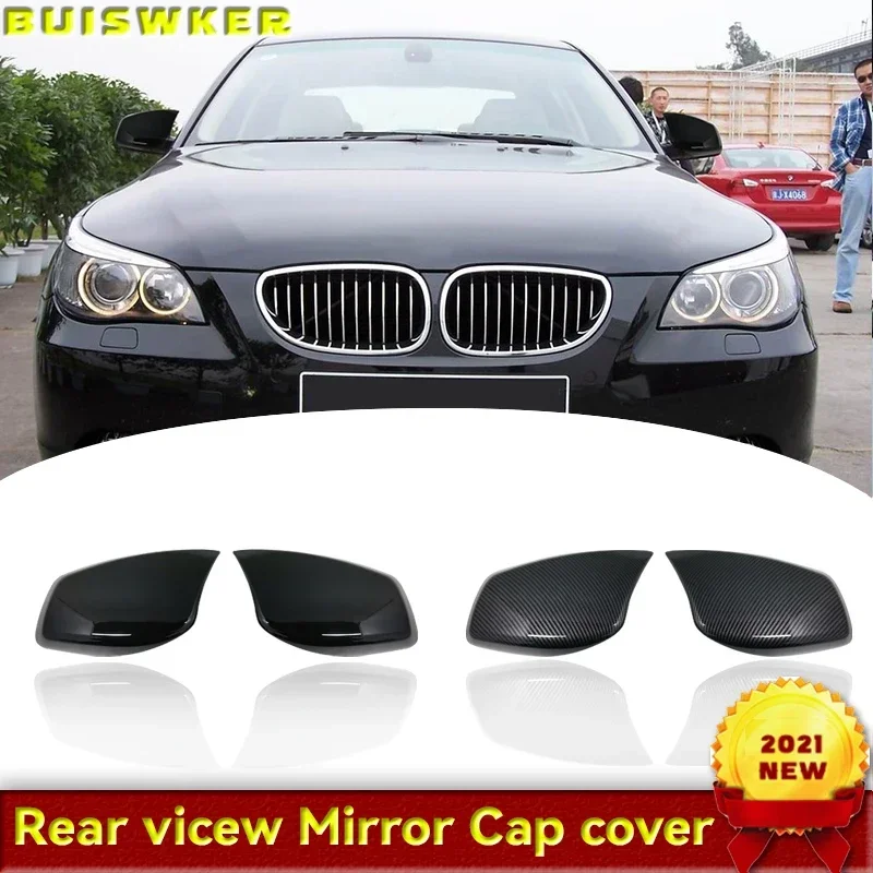 

Glossy Black Door Side Mirror Cover Caps For-BMW E60 E61 E63 E64 5/6 Series 2003-2010