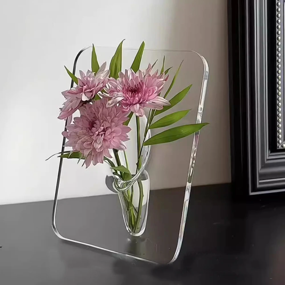 

20×15cm Creative Art Acrylic Photo Frame Vase Hydroponic Flower Arrangement Device Transparent Vase Home Decoration Ornaments